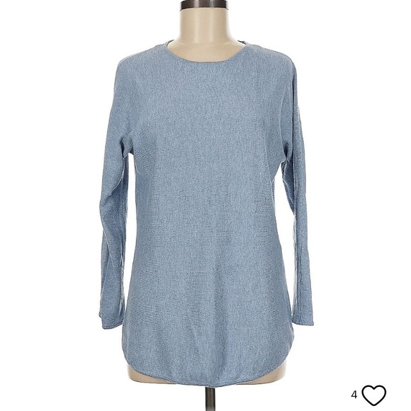 NWT Michael Kors Chambray Blue Crewneck Hi/lo Sweater 20” ptp 28” long - Picture 1 of 6